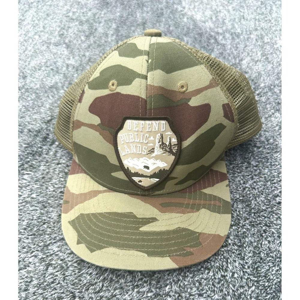 Patagonia Defend Public Lands Camo Trucker Hat Snapback Mesh Outdoor Hiking Cap